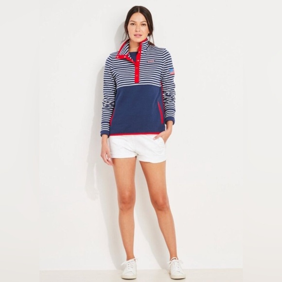 Vineyard Vines Womens Americana Snap-Placket Shep Sweater 4th of July USA Flag M - Picture 1 of 7